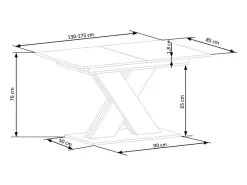 Mesa de comedor extensible APODIS con pata central beige y madera