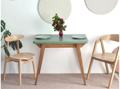 Mesa de comedor extensible 90 x 65 cm Envelope Marrón Beige Roble