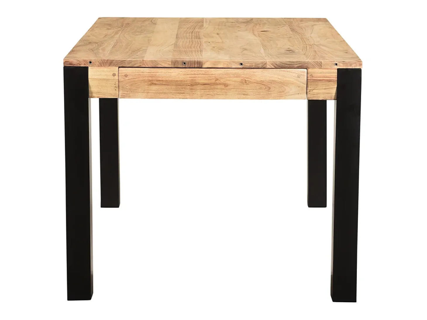 Mesa de comedor extensible en acacia maciza y metal negro L120-210 cm TRAP