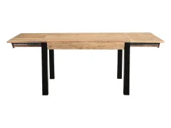 Mesa de comedor extensible en acacia maciza y metal negro L120-210 cm TRAP