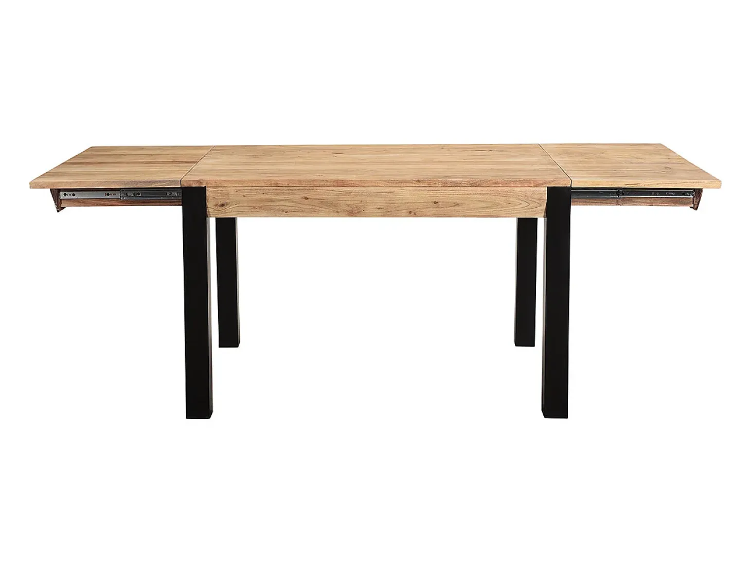 Mesa de comedor extensible en acacia maciza y metal negro L120-210 cm TRAP