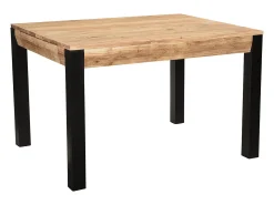 Mesa de comedor extensible en acacia maciza y metal negro L120-210 cm TRAP