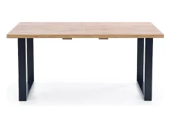 Mesa de comedor extensible de 135-185 cm con tablero de aspecto roble Wotan y patas de metal negro Venice