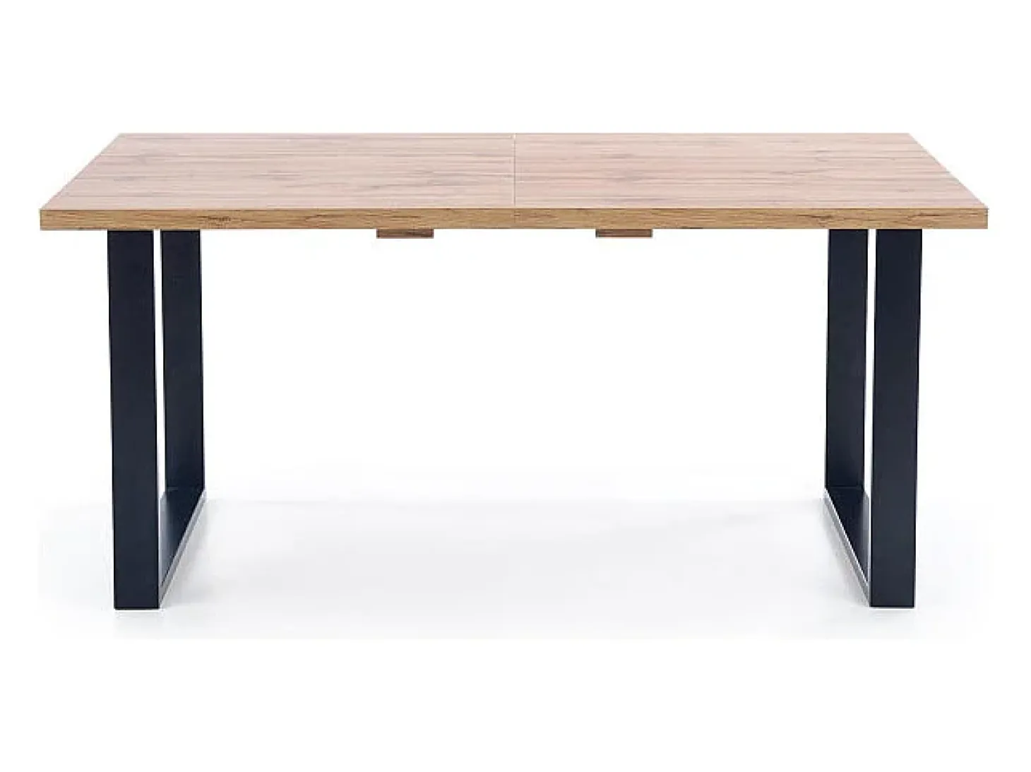 Mesa de comedor extensible de 135-185 cm con tablero de aspecto roble Wotan y patas de metal negro Venice
