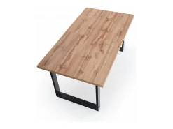 Mesa de comedor extensible de 135-185 cm con tablero de aspecto roble Wotan y patas de metal negro Venice
