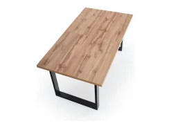 Mesa de comedor extensible de 135-185 cm con tablero de aspecto roble Wotan y patas de metal negro Venice