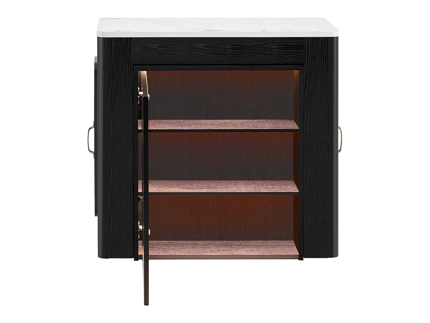Mesa de comedor extensible negra – mesa de 3 puertas y 3 estantes – con toma de corriente y ruedas