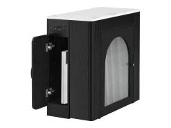 Mesa de comedor extensible negra – mesa de 3 puertas y 3 estantes – con toma de corriente y ruedas