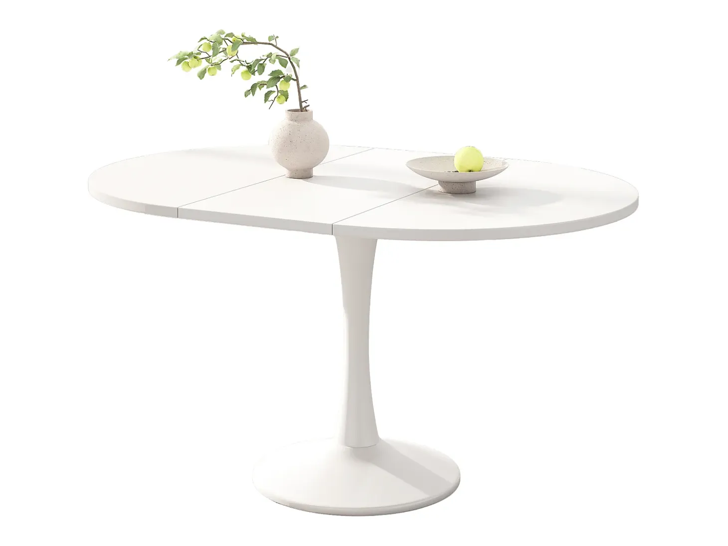 Mesa de comedor extensible ovalada para 4 a 6 personas - L 100/140 x A 100 x A 75 cm - Madera MDF - Blanco