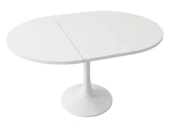 Mesa de comedor extensible ovalada para 4 a 6 personas - L 100/140 x A 100 x A 75 cm - Madera MDF - Blanco