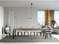 Mesa de comedor extensible Karry-Color Natural-Soporte 4 pies-Ancho extensible