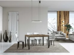 Mesa de comedor extensible Karry-Color Natural-Soporte 4 pies-Ancho extensible
