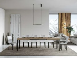 Mesa de comedor extensible Karry-Color Natural-Soporte 4 pies-Ancho extensible