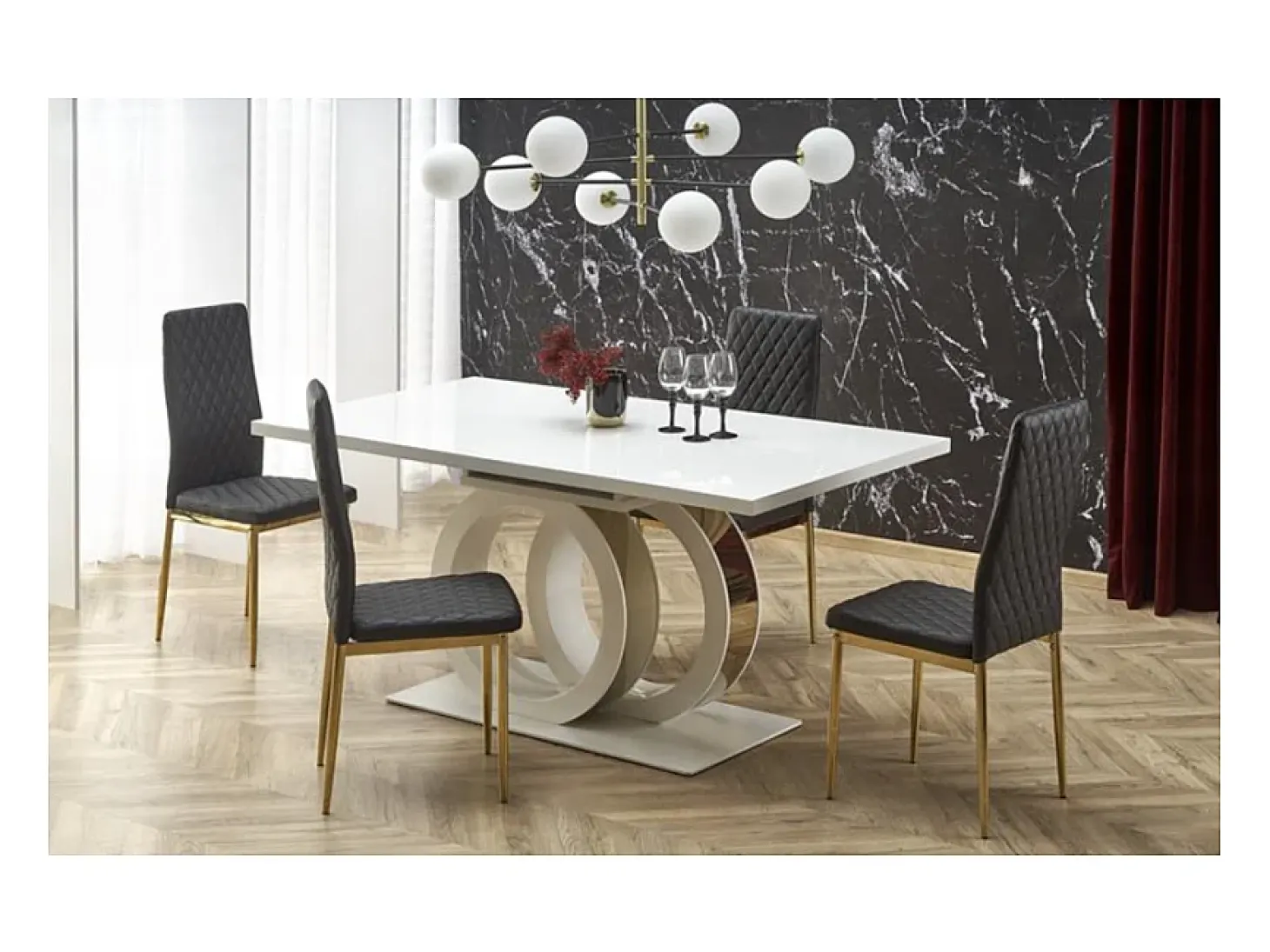 Mesa de comedor extensible lacada en blanco 160cm Goma