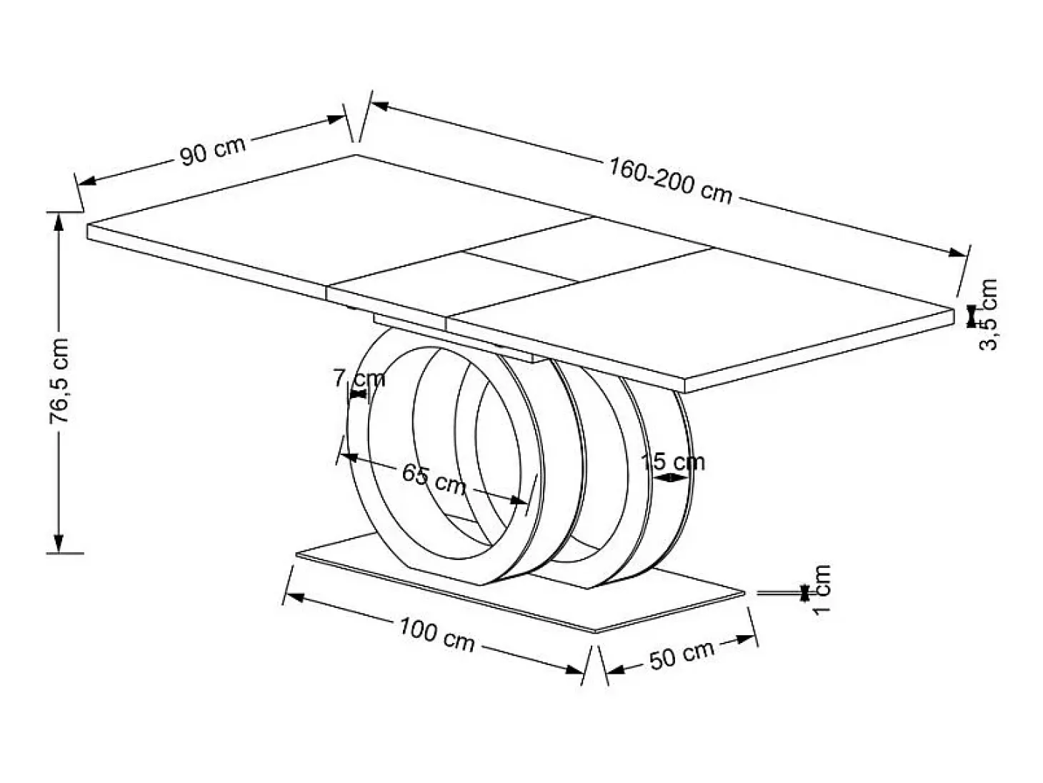 Mesa de comedor extensible lacada en blanco 160cm Goma