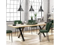 Mesa de comedor extensible de roble macizo y metal 120cm Vinus - Extensiones (2x40cm)
