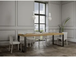 Mesa de comedor extensible tiroz-Color Blanco-Soporte 4 pies-Alargaderas -Ancho extensible