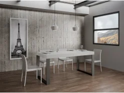 Mesa de comedor extensible tiroz-Color Blanco-Soporte 4 pies-Alargaderas -Ancho extensible