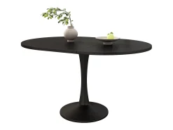 Mesa de comedor extensible ovalada para 4-6 personas 140x100cm en MDF con pata central, color negro