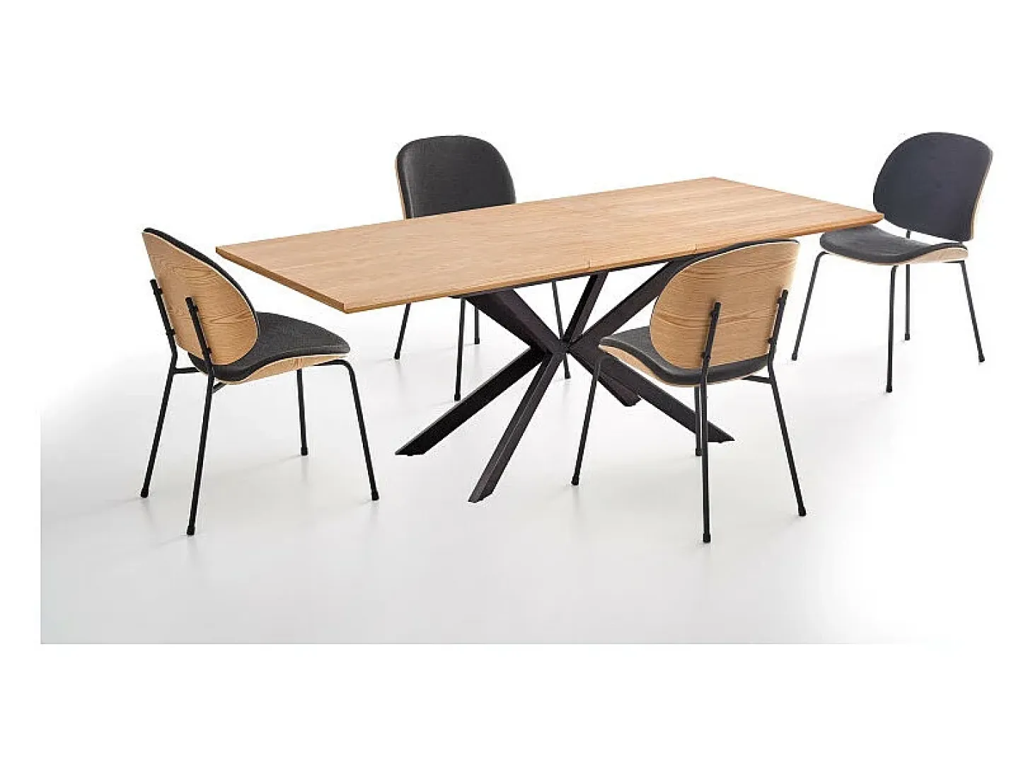 Mesa de comedor extensible EXTEND con pata central metálica