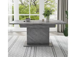 Mesa de comedor extensible moderna con almacenamiento debajo - Gris