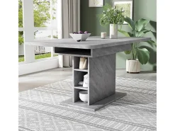 Mesa de comedor extensible moderna con almacenamiento debajo - Gris