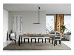Mesa de comedor extensible Karry-Color Natural-Soporte 4 pies-Ancho extensible