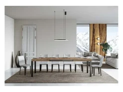 Mesa de comedor extensible Karry-Color Natural-Soporte 4 pies-Ancho extensible