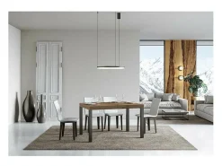 Mesa de comedor extensible Karry-Color Natural-Soporte 4 pies-Ancho extensible