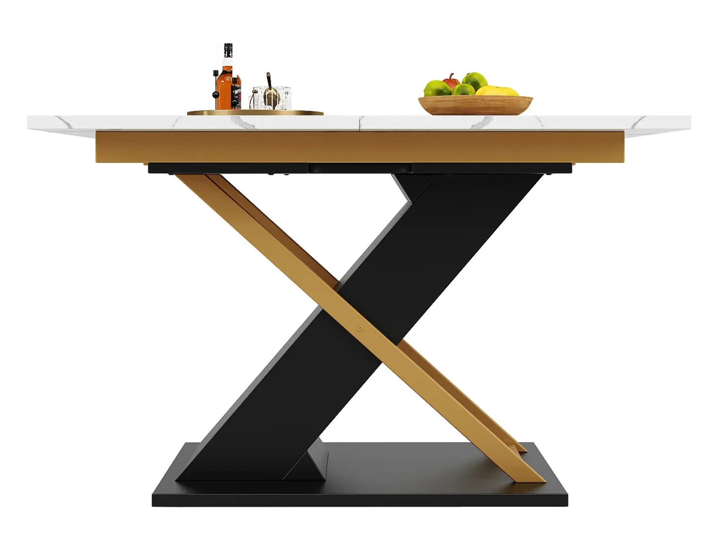 Mesa de comedor extensible (120-160×80 cm) - en MDF - para 6 a 8 personas - Blanco