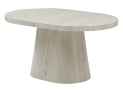 Mesa de comedor extensible para 6 a +12 personas en MDF - Efecto travertino beige - CLOEVA