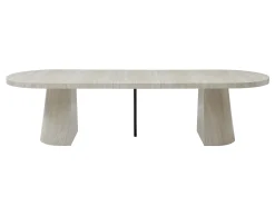 Mesa de comedor extensible para 6 a +12 personas en MDF - Efecto travertino beige - CLOEVA