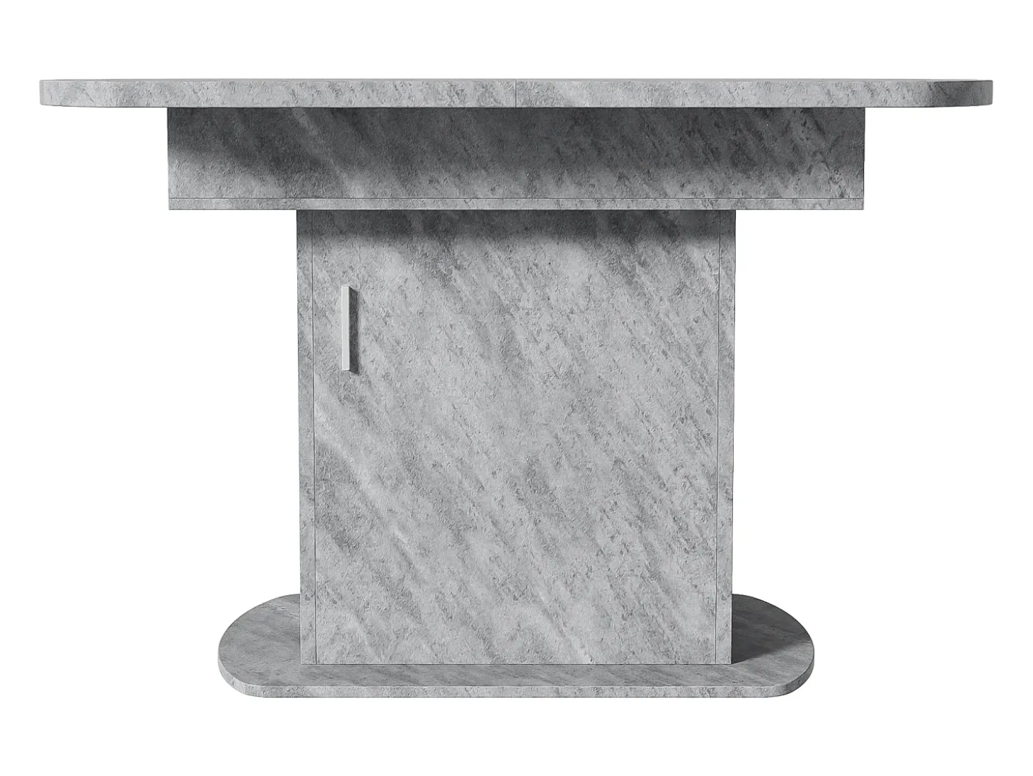 Mesa de comedor extensible ovalada 110(130)x70cm con almacenaje - Acabado efecto hormigón - Gris