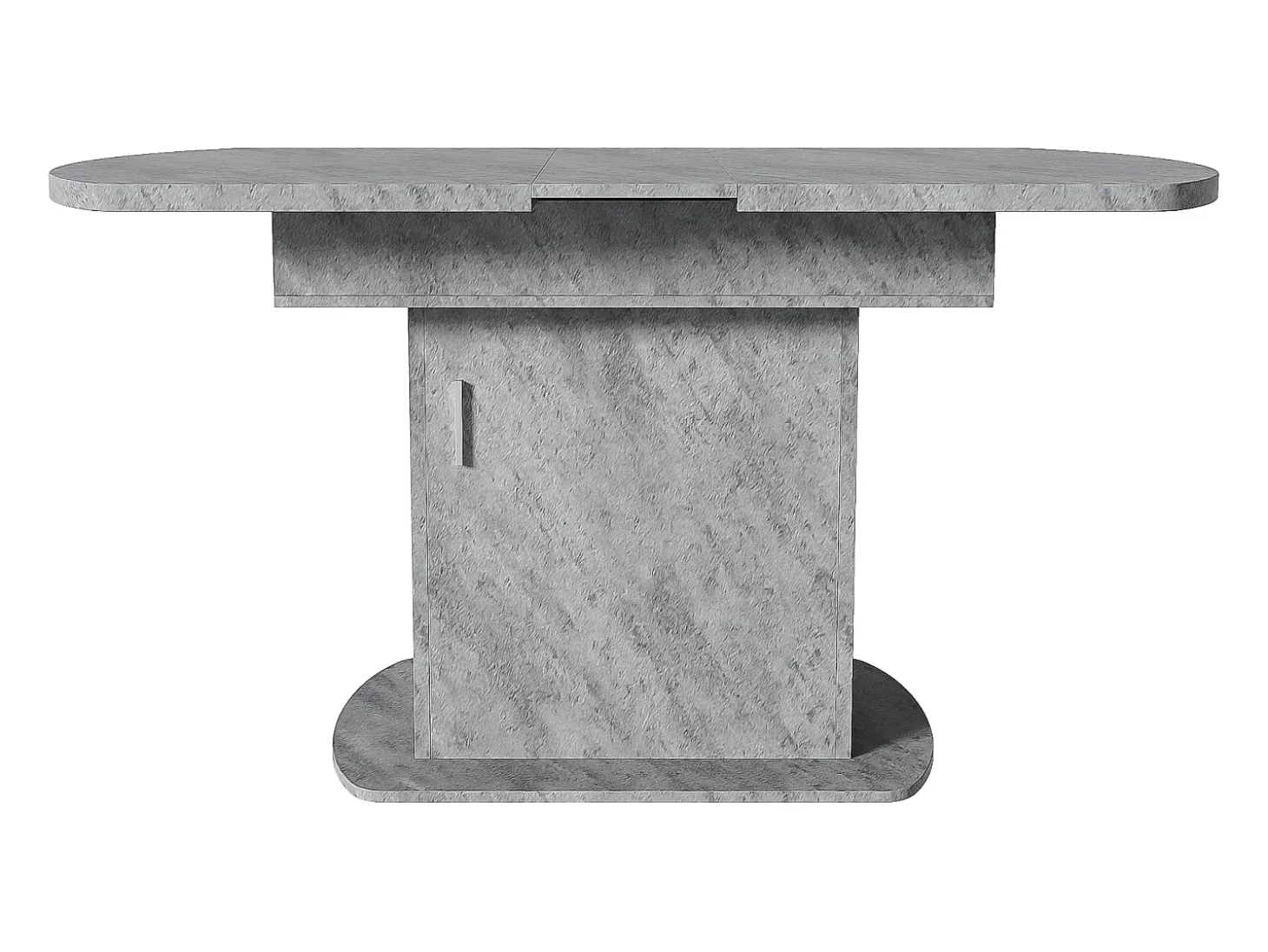 Mesa de comedor extensible ovalada 110(130)x70cm con almacenaje - Acabado efecto hormigón - Gris