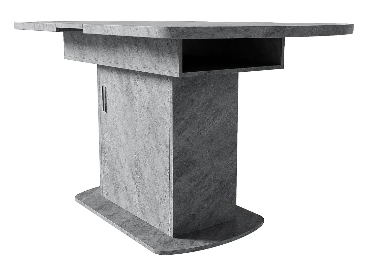 Mesa de comedor extensible ovalada 110(130)x70cm con almacenaje - Acabado efecto hormigón - Gris
