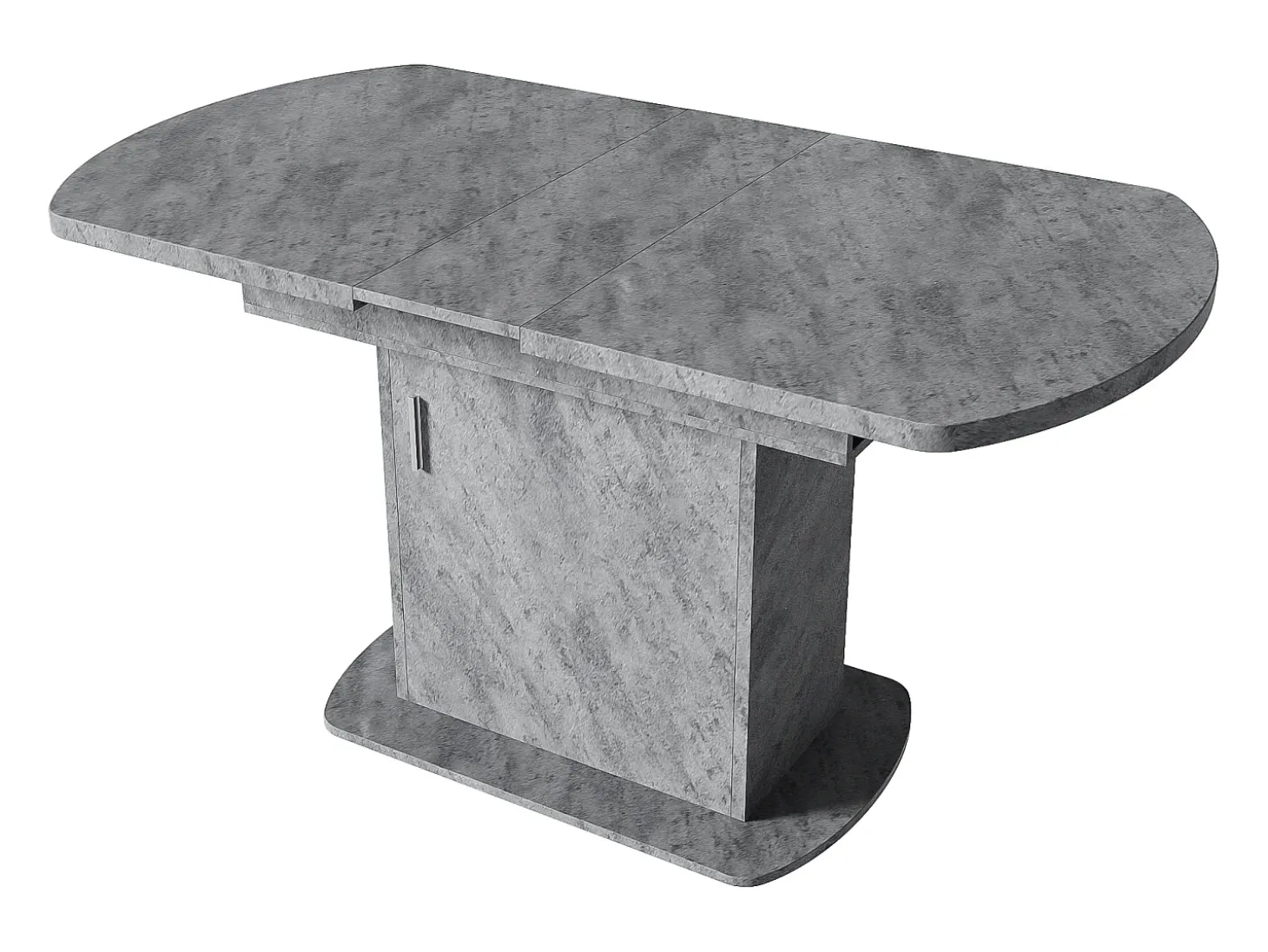 Mesa de comedor extensible ovalada 110(130)x70cm con almacenaje - Acabado efecto hormigón - Gris