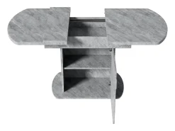 Mesa de comedor extensible ovalada 110(130)x70cm con almacenaje - Acabado efecto hormigón - Gris
