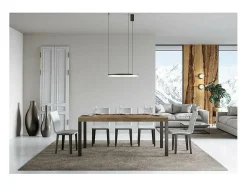 Mesa de comedor extensible Karry-Color Natural-Soporte 4 pies-Ancho extensible