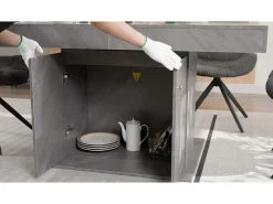 Mesa de comedor extensible - con almacenamiento debajo - estilo moderno - Gris