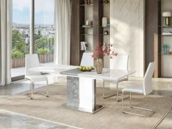 Mesa de comedor extensible 6 a 8 comensales de MDF blanco EREN