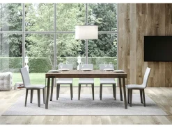 Mesa de comedor extensible de diseño con patas de metal antracita Konta-Color Marrón-Ancho extensible
