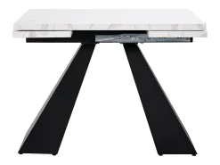 Mesa de comedor extensible 99-159 x 74 cm - 6 a 8 personas - en MDF - Blanco + Negro