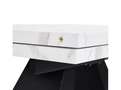 Mesa de comedor extensible 99-159 x 74 cm - 6 a 8 personas - en MDF - Blanco + Negro