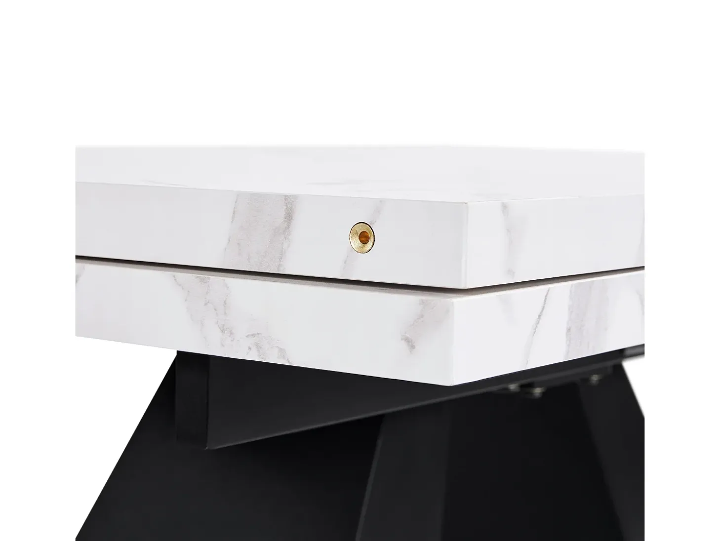 Mesa de comedor extensible 99-159 x 74 cm - 6 a 8 personas - en MDF - Blanco + Negro