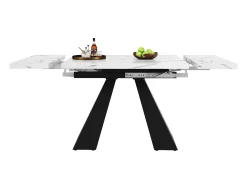 Mesa de comedor extensible 99-159 x 74 cm - 6 a 8 personas - en MDF - Blanco + Negro