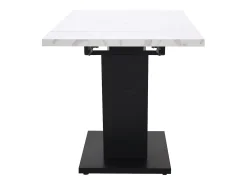 Mesa de comedor extensible 159x75cm para 6 personas en MDF chapado en mármol blanco con patas negras