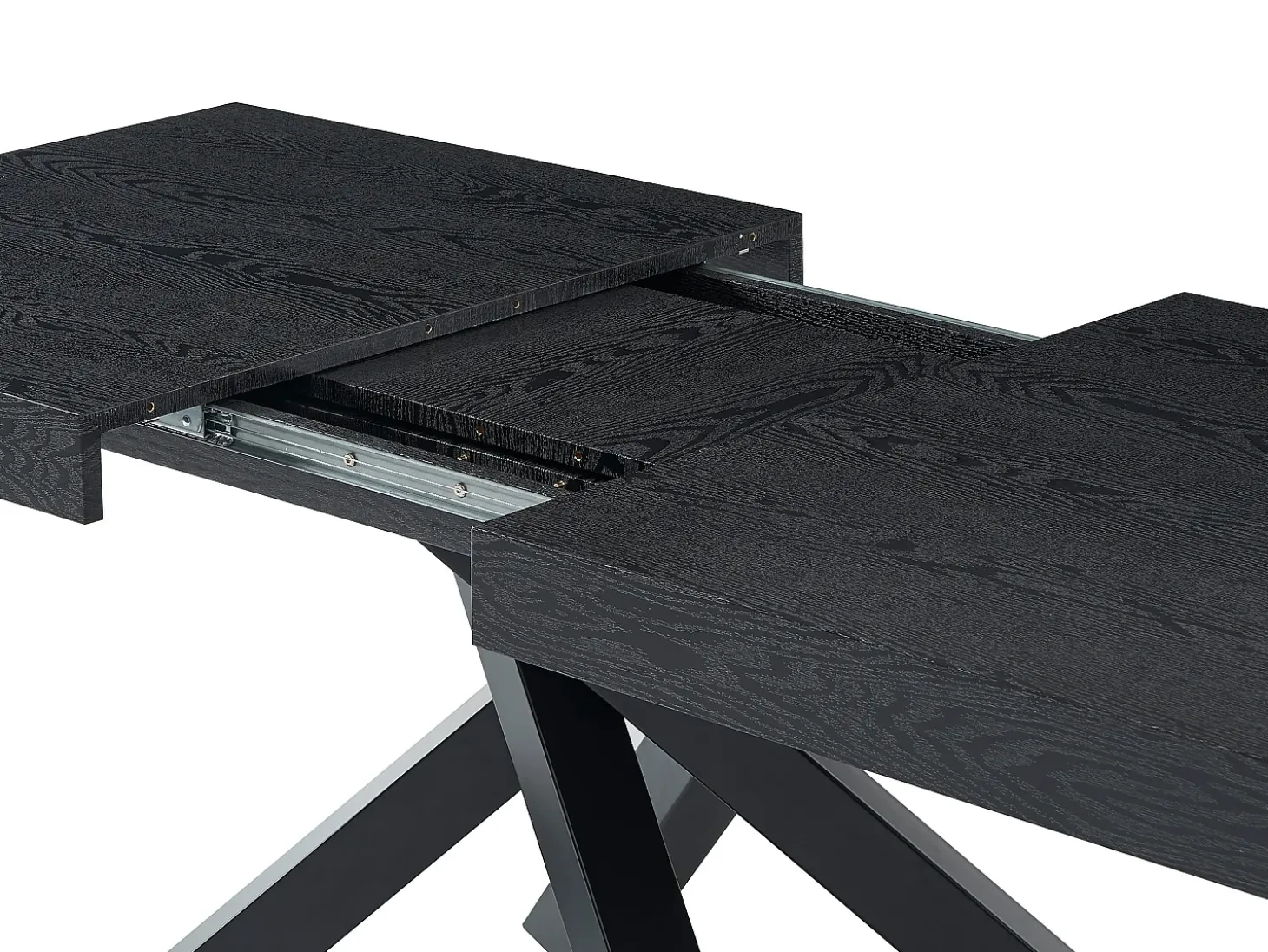Mesa de comedor extensible 6 a 10 cubiertos de MDF y metal - Negro - CATONAV