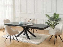 Mesa de comedor extensible 6 a 10 cubiertos de MDF y metal - Negro - CATONAV
