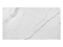 Mesa de comedor extensible con tablero de cerámica imitación mármol blanco Stunt