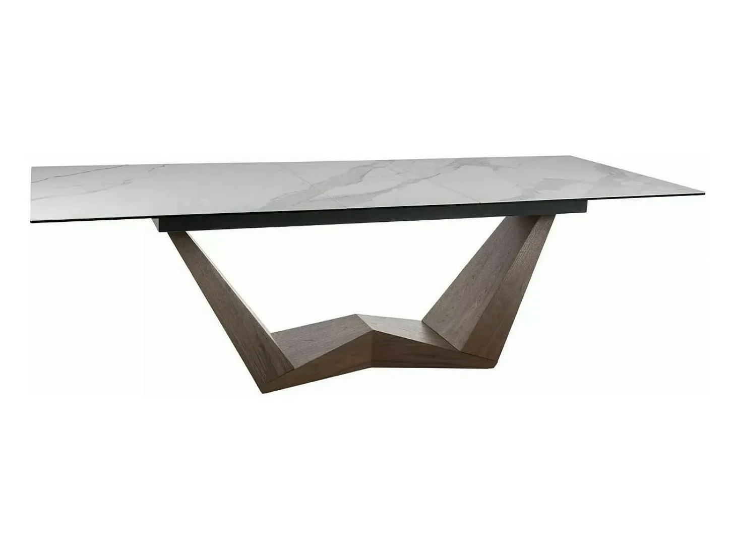 Mesa de comedor extensible con tablero de cerámica imitación mármol blanco Stunt